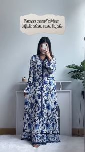 [Basica Moda] 98810 Gaun Dress Maxi Wanita Izara Motif Twistcone Import