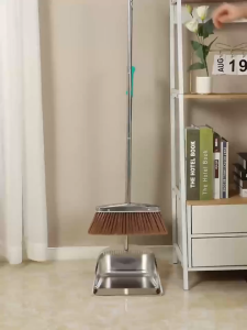Magic Broom and Dustpan Set Multifunction Stainless Steel Sweeper Wiper Dense Bristles Plastic Sweeping Dust Brush
