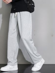 ROMON | Lormen Mens Fleece Lined Sweatpants Thickened Loose Straight Leg Grey Sporty Casual Warm Long Trousers Winter Youth Fashion