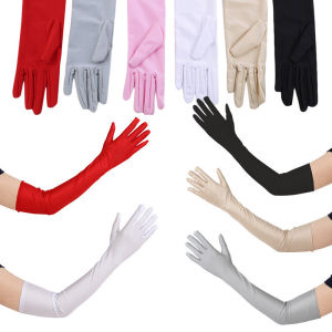 Fashion Long Satin Gloves Satin Opera Evening Party Prom Costume Glove Black White Pink Gray Beige Red New Hot Sale