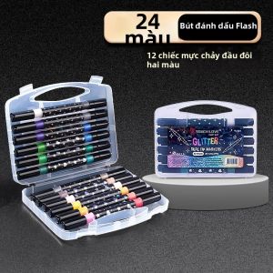 Bộ Bút Dạ Quang Hai Đầu 90 Màu Bút Vẽ Kim Loại Dùng Cho Vẽ Tranh Tô Vẽ Làm Thiệp Viết Chữ Thủ Công DIY Dành Cho Người Lớn