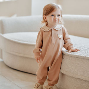 OAK FAMILY | Spring Autumn Newborn Cotton Long Sleeve Striped Navy Collar Rompers