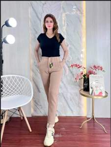 Celana Scuba Pensil Highwaist Kantong Paspol