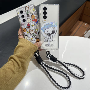 Samsung ZFold7 Fold6/5 Fold4 Fold3 Magnetic Attraction Phone Case Creative Cartoon Snoopy Family Flip Cover Protection Shell
