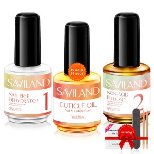 SAVILAND 15ml รองพื้นเล็บเล็บ Prep Dehydrate และน้ํามันหนังกําพร้าสําหรับเล็บไม่จําเป็นต้อง UV LED โคมไฟเล็บสําหรับเล็บ Art Design
