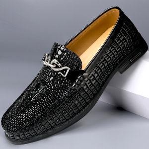 NUDANLAI | Mens Autumn Genuine Leather Crocodile Pattern Business Casual Loafers