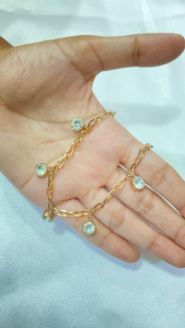 Gelang Charm Titanium Rose Gold Fashion Korea dengan Liontin Kristal Mewah