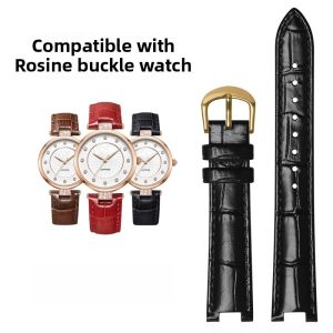 GANG JUE | Hong Kong Knight Rossini Womens Leather Watchband 616764 Waterproof 5758 5762 Groove Interface Medium Thickness Mat Finish