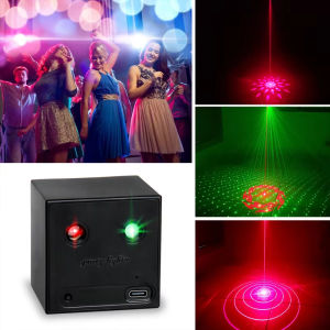 Rechargeable Battery R&G Laser Projector Disco DJ Light 64 Patterns Dance Bar Party Car Effect Christmas Decorate Stage Lamp
