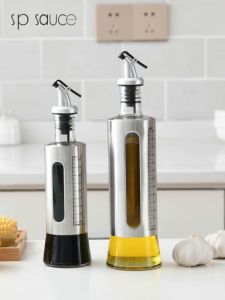 Elegant Glass & Stainless Steel Seasoning Bottle – Anti-Drip Oil Sauce & Vinegar Dispenser