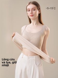 MiiOW | Áo khoác lông cừu dày ấm áp cho nữ MiiOW mùa thu đông có đệm ngực liền thân không đường may bên trong bằng vải polyester