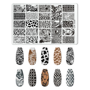 Animal Image Snake Leopard Nail Stamping Tiger Zebra Leopard Snake Design Printing Plates Nails Art Stencil Stamp Tools DK 01-45