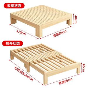 Foldable Sofa Bed Tatami Single Bed Extendable Solid Wood Simple Design Home Use Pull out Bed for Living Room Balcony Hospital