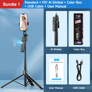 AXNEN | AI Tracking Gimbal Selfie Stick Cellphone Stand One Click Pop Up Tripod Extends to 75.59" Anti-shake 360° Auto Rotation Shooting