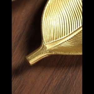 Nordic Gold Leaf Candy Tray 🍬 Hiasan Wooden Fruit Snack Dish Home Jewelry Pallet Table Storage Decor