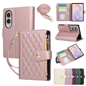 szhaiyu | Crossbody Long Lanyard Zipper Cards Solt Wallet Leather Case For Samsung Galaxy Z Fold 8 Ultra 7 6 5 Shockproof Flip Stand Cover