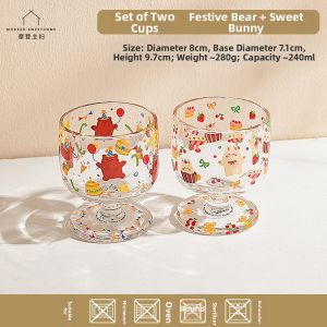 MODERN SWEETHOME | Tall Animal Party Glass Cup for Ice Cream Desserts Beer Coffee