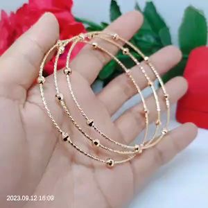 Gelang Kroncong Yaxiya Premium Satu Set Isi 3 Perhiasan Aksesoris Lapis Emas Terlaris Tidak Mudah Pudar