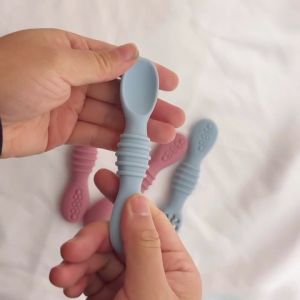Payoe 2pcs Sendok Mpasi Silikon Baby Training Spoon Teether Bayi