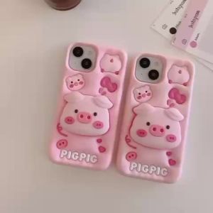 CASE 3D Piggy XR X XS 11 12 13 14 15 11PRO 12PRO 11 PROMAX SILICON 3D PREMIUM