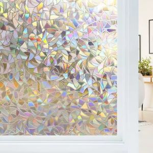 Static Mosaic Rainbow Window Film No Glue Privacy Glass Sticker Home Bathroom Decor Window Covering