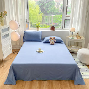 Dansunreve Flat Bed Sheet Washed Cotton Plain Pink Purple Green Hotel Bedsheet Soft Skin-friendly Bed Linen 纯色床单 Single Queen King