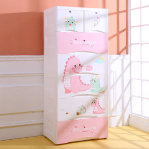 Thickened Cartoon Drawer Storage Cabinet Plastic Locker Baby Kids Wardrobe Toy Storage Box Chest of Drawers
