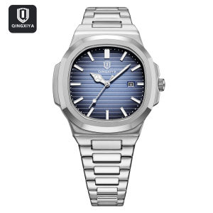 QINGXIYA New Luxury Square Quartz Watch Waterproof Business Male Clock Fashion Luminous Date Stainless Steel Men Watch reloj