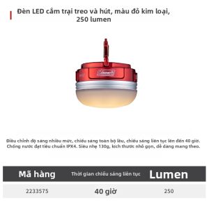 Coleman | Đèn Dã Ngoại Treo Hút Từ 250 Lumens