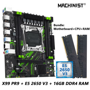MACHINIST X99 PR9 Motherboard Kit set LGA 2011-3 Set Intel Xeon E5 2650 V3 CPU And DDR4 16GB(2*8GB) RAM Optional combo usb3.0