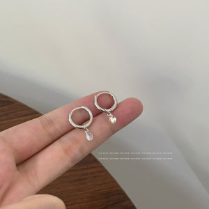 Silver Waterdrop Minimalist Earrings Womens Simple Versatile Pendent High-End Feelings Ear Cuff Jewelry Fashionable Accessory