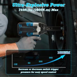 198v Cordless Brushless Electric Wrench 2 Li-Ion Batteries Original Rechargeable Portable Electric Impact Wrench Impact Wrench Tools Socket Set