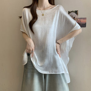 AIYITI | Loose Satin Short Sleeve T-shirt for Plus Size Women