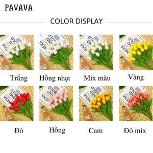 Hoa tulip giả PAVAVA PU cao cấp Decor nhà cửa chụp ảnh có nhiều màu bông nhân tạo trang trí đám cưới cầm tay cô dâu