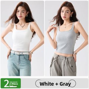 miiow | Cat Woman Double Strap Vest Top Womens Underwear Thin Backless Bralette Base Layer Tank Top Cotton Lyocell Spandex Blend