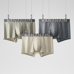 Bananain | Breatheable Cotton Mens Boxer Briefs Striped