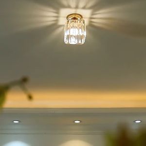 Lampu Plafon Gantung Kristal Modern  Minimalis Model Lampu Ceiling Kotak Crystal Round Ceiling Lamp