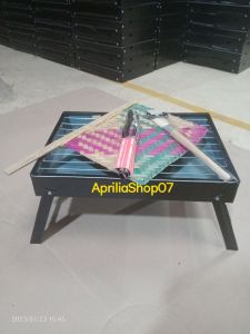 TERMURAH* Panggangan Portable arang dengan bonus 3 pcs kipas.kuas.capitan/ set alat pemanggang barbeque grill