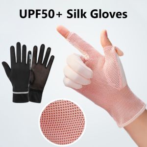 Găng tay hở hai ngón bằng silicon chống nắng UPF50+ chống tia UV thoáng khí cho nam nữ chạy xe đạp/ thể thao