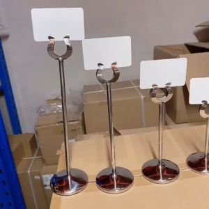 Tiang Nomor Meja Silver Atau Card Holder 6/8/10inch Price Stand Table Number Menu Stainless Steel Stand Card Holder Tag Stand