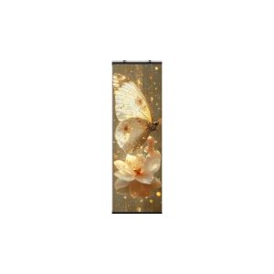 VIKAMA Amber Butterfly Lotus Wall Tapestry Sparkling Gold Flower Premium Spiritual Scroll Art Home Decor Warm Cozy Soft Durable