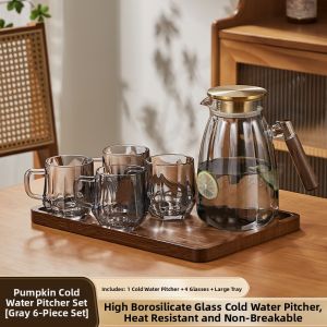 SHUDUODUN | Thickened Large Capacity Aesthetic Cooling Water Pitcher Set Glass Fruit Tea Pitcher
