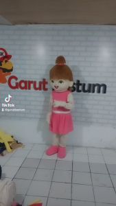 Kostum maskot badut marsha pink cantik setelan karnaval