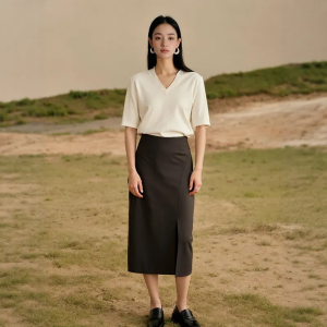 Váy Midi Cạp Cao Xếp Ly Cạp Cao Phong Cách Hàn Quốc Cho Nữ Mùa Hè 2025 Váy Chữ a Dài Đến Đầu Gối Bằng Polyester