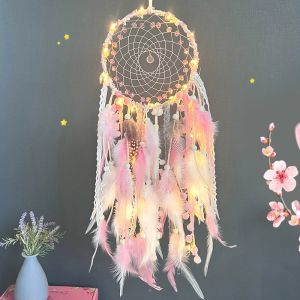 Mặt Dây Chuyền Trang Trí Thủ Công Bằng Lông Vũ Và Hạt Pha Lê Dream Catcher Phong Cách Châu Âu Trang Trí Phòng Khách