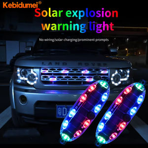 Kebidumei สะท้อนแสง LED พลังงานแสงอาทิตย์ติดรถยนต์ไฟเตือน S 2ชิ้นรถยนต์ไฟกลางคืนพลังงานแสงอาทิตย์