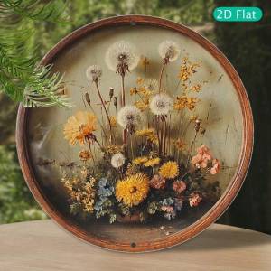 CIFBUY Vintage Dandelion Tin Sign 8 Inch Round Retro Metal Wall Decor For Home Office Kitchen Bar Farmhouse Easy To Hang Wall Ar