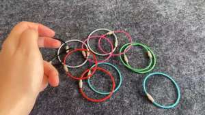 10Pcs Cable Rope Key Ring Stainless Steel Keychain Screw Loop Lock Luggage tags