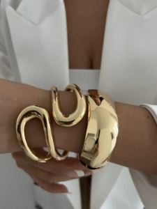 Ingemark | Ingemark Punk Vintage Geometric Heavy Metal Spring Bangles for Women Hip Hop Gold Color Open Cuff Bracelets Couple Men Jewelry