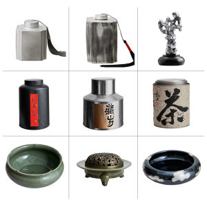 New Chinese Style Tea Room Decorative Accessories High End Club Tea Table Open Grid Zen Decoration Luxury Ceramic Tabletop Ornaments